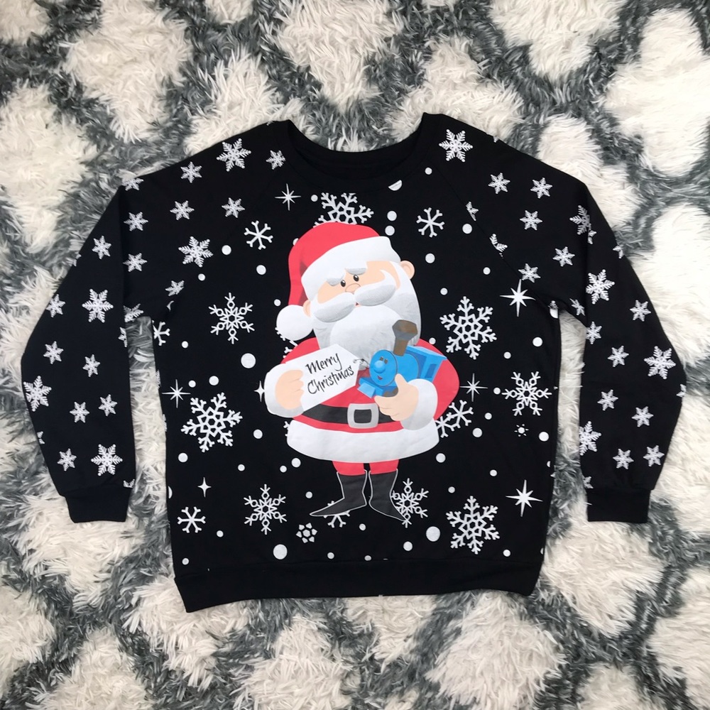 Santa Merry Christmas Sweater No Size Tag L XL?